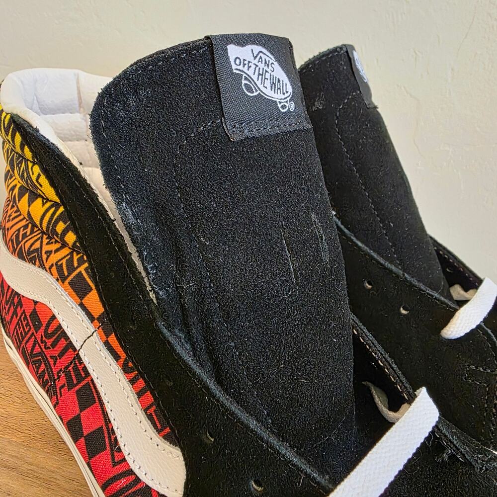 Vans Sk8 Hi Black Suede Graphic High Top Sneakers Mens 10.5 Womens 12 - Picture 6 of 10
